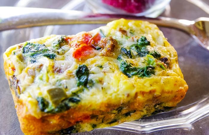 egg casserole without bread on plate