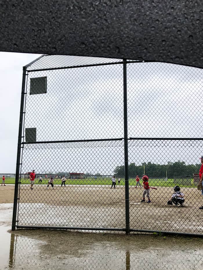 baseball in rain