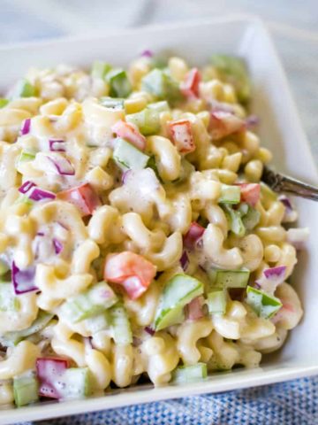 simple macaroni salad in bowl