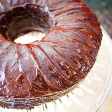 homemade chocolate cake with a thick chocolate glazerecipe