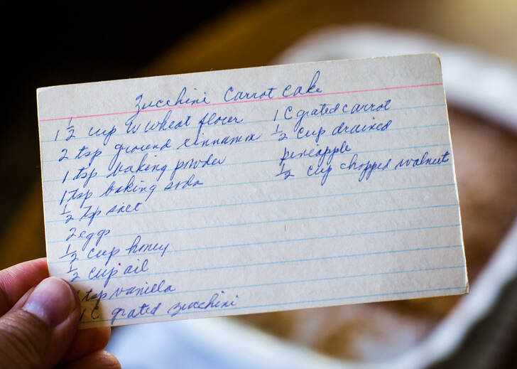grandma's zucchini cake recipe card