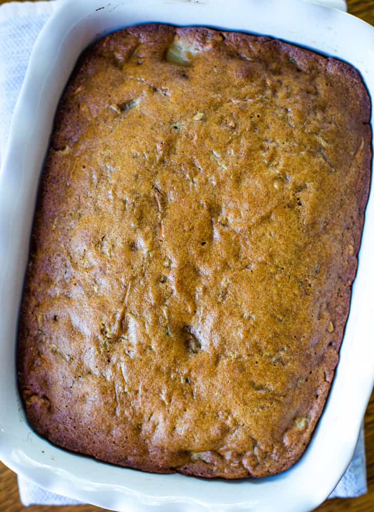 baked zucchini cake in pan