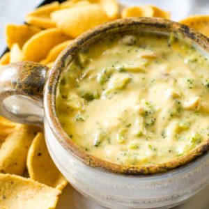 broccoli cheese dip in bowl