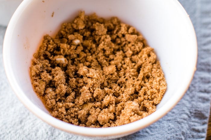 crumble topping with brown sugar in bowl