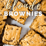 blonde brownies cut on parchment paper