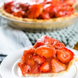 fresh strawberry pie on plate