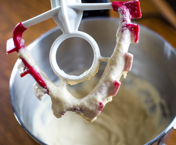 cinnamon roll dough in mixer