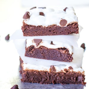stack of marshmallow brownies from scratch