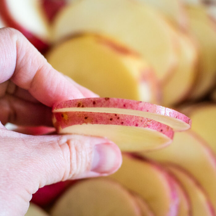 thinly sliced red potatoes