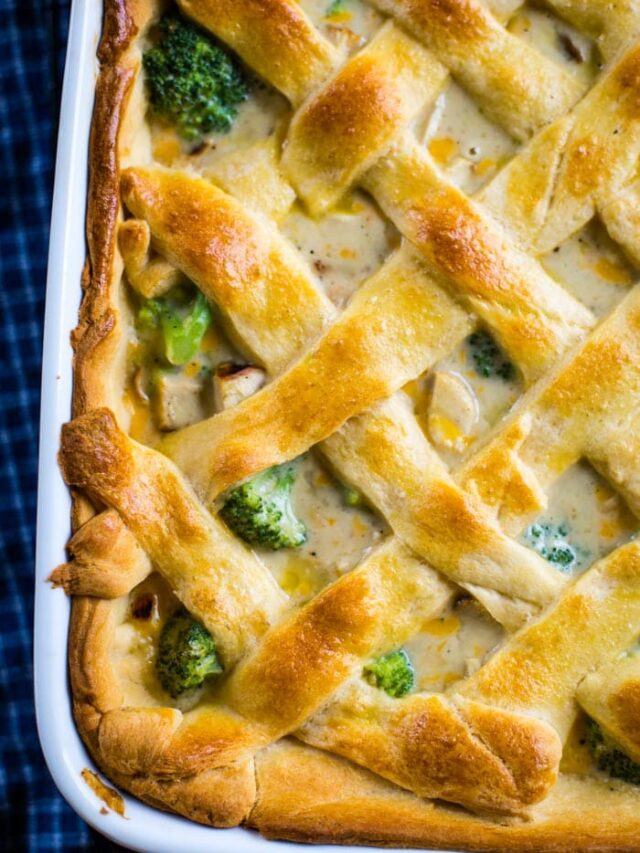turkey pie in baking pan golden brown