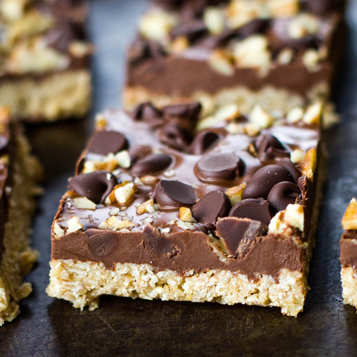 close up of peanut butter bars