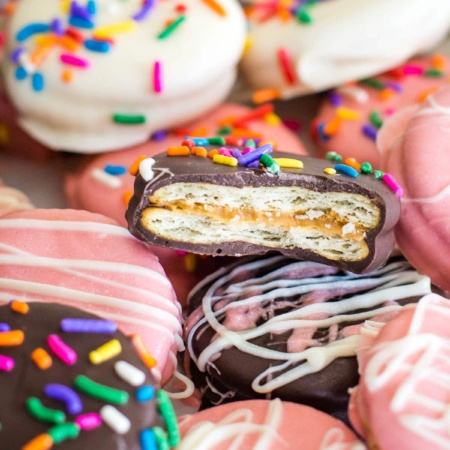 stack of chocolate ritz peanut butter crackers