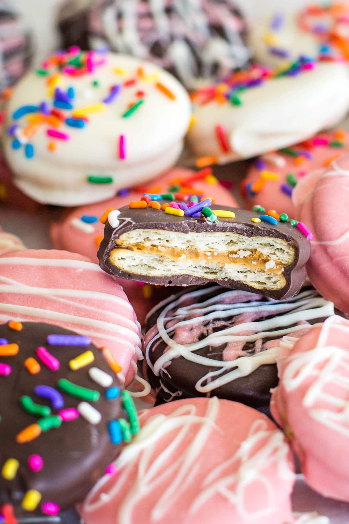 stack of chocolate ritz peanut butter crackers