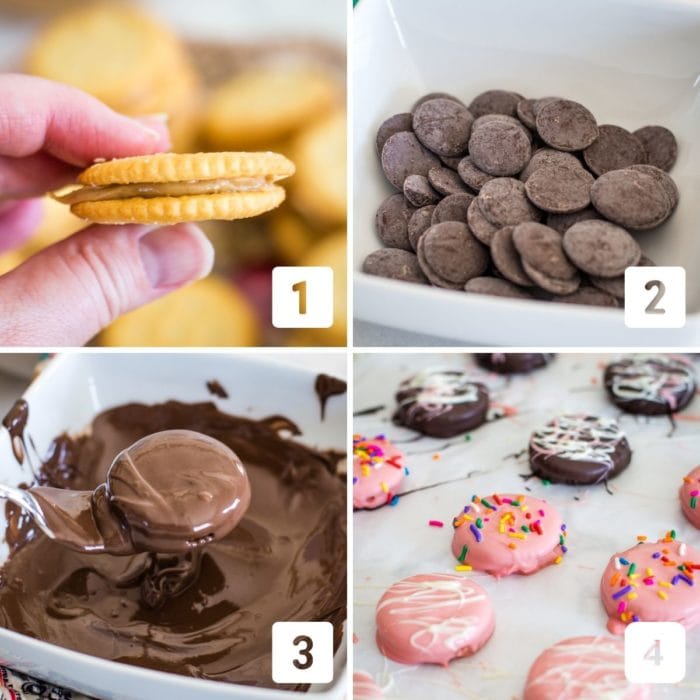 step by step photos on how to make chocolate rizt peanut butter crackers
