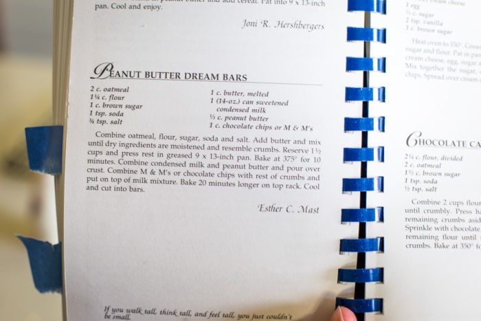 recipe instructions in recipe book