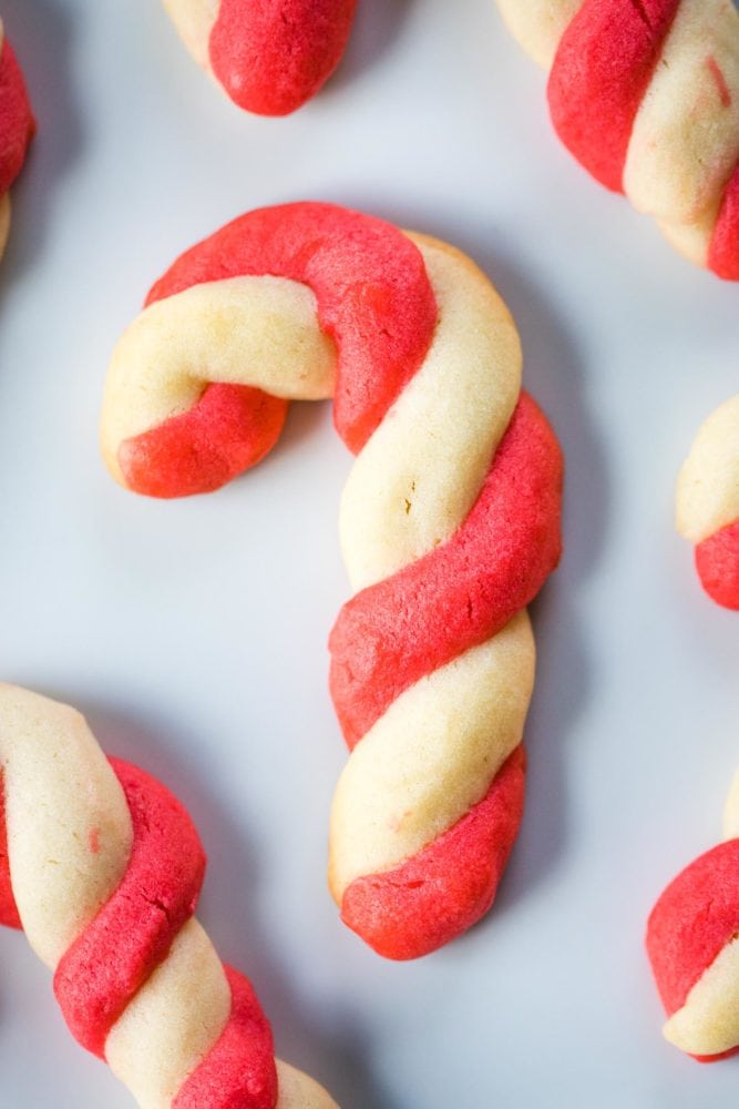 close up of baked candy cane