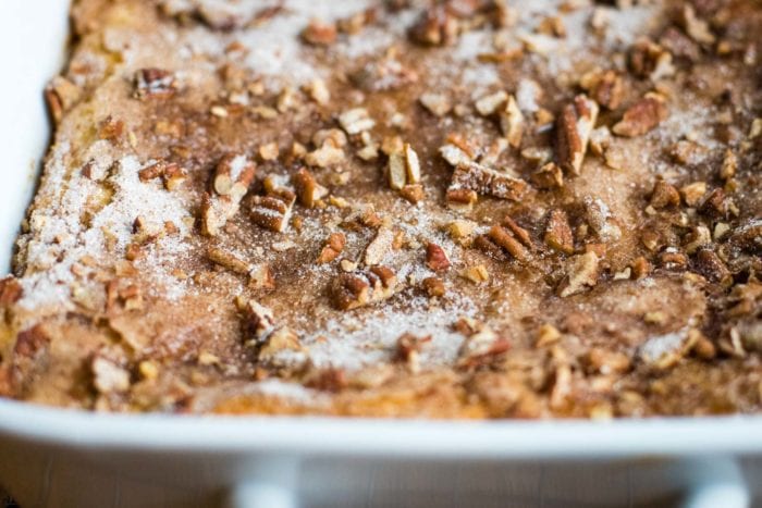 close up of baked coffee cake
