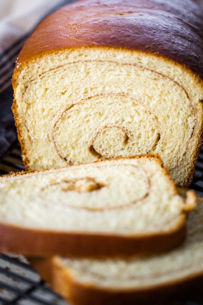 cinnamon swirl bread with slices
