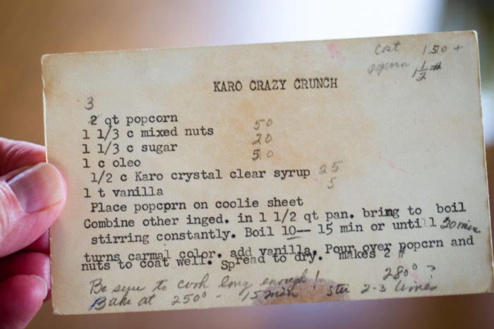 vintage recipe card for karo crazy crunch