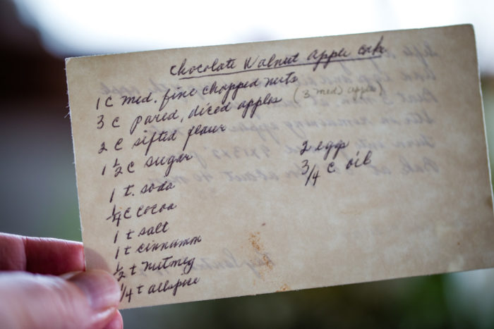 ingredient list on old recipe card