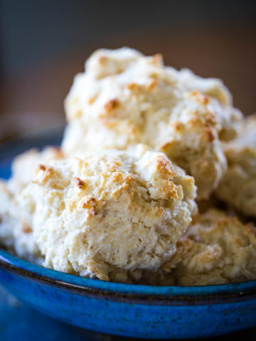 baked drop biscuits in bowl