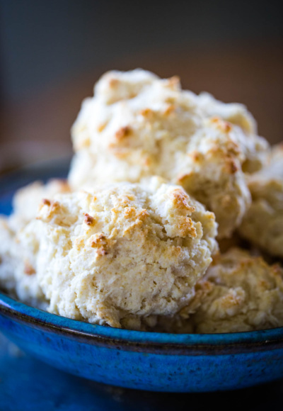 baked drop biscuits in bowl