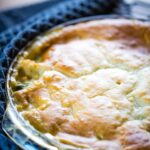 chicken pot pie removed from oven on cooling rack