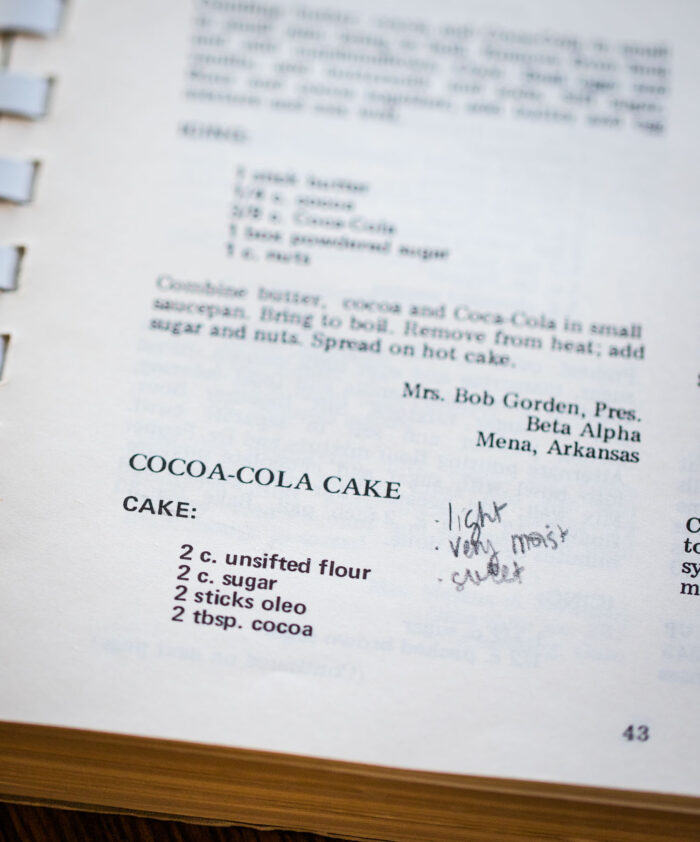old fashioned recipe in cookbook for coca cola cake