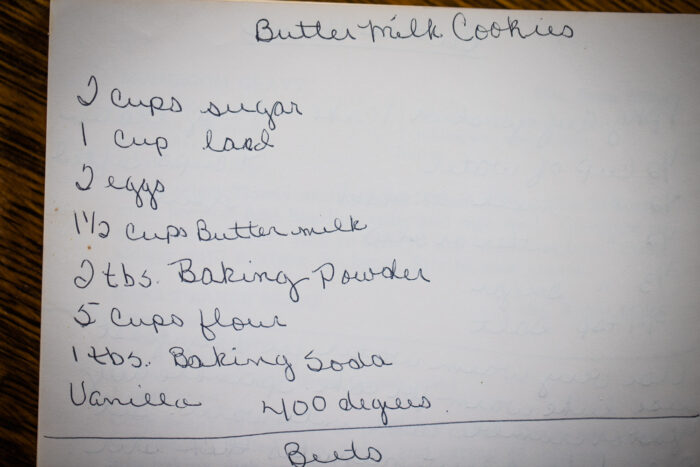 old fashioned hand written recipe for buttermilk cookies