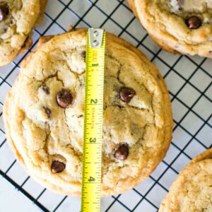 big cookie with measuring tape for 4 inches