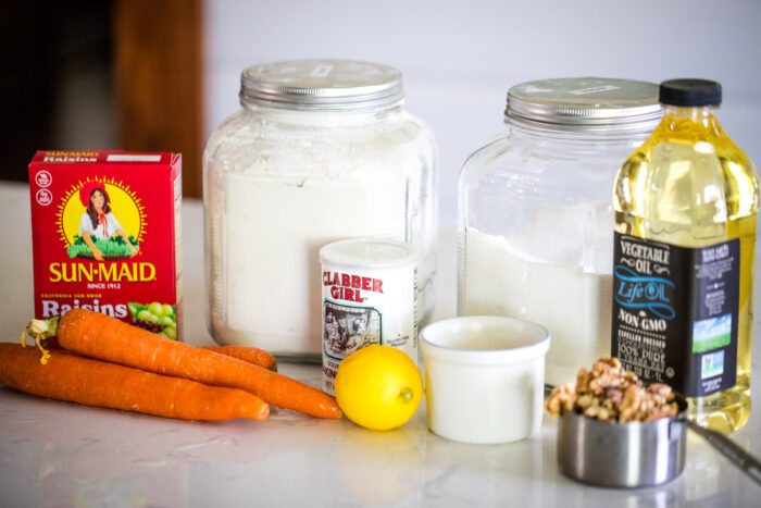 carrot bread ingredients on counter top