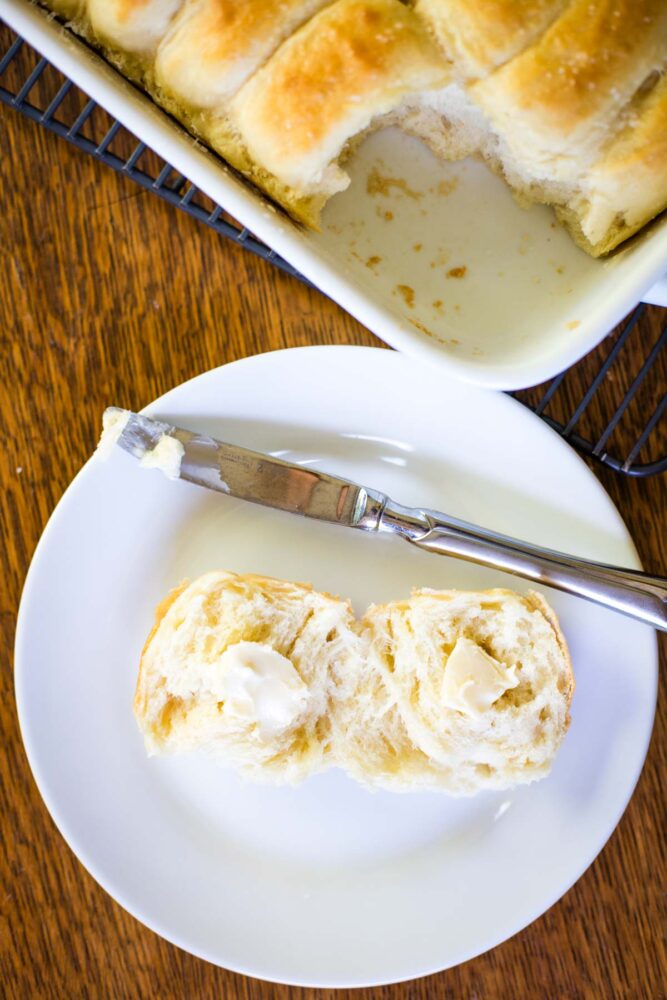 open roll with butter