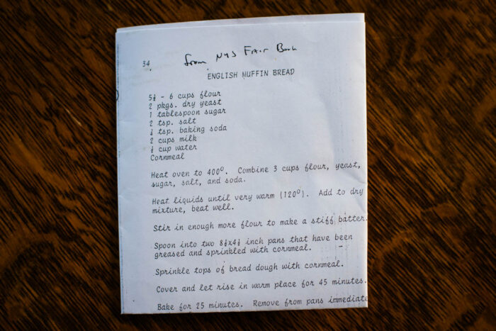 typed recipe for english muffin bread