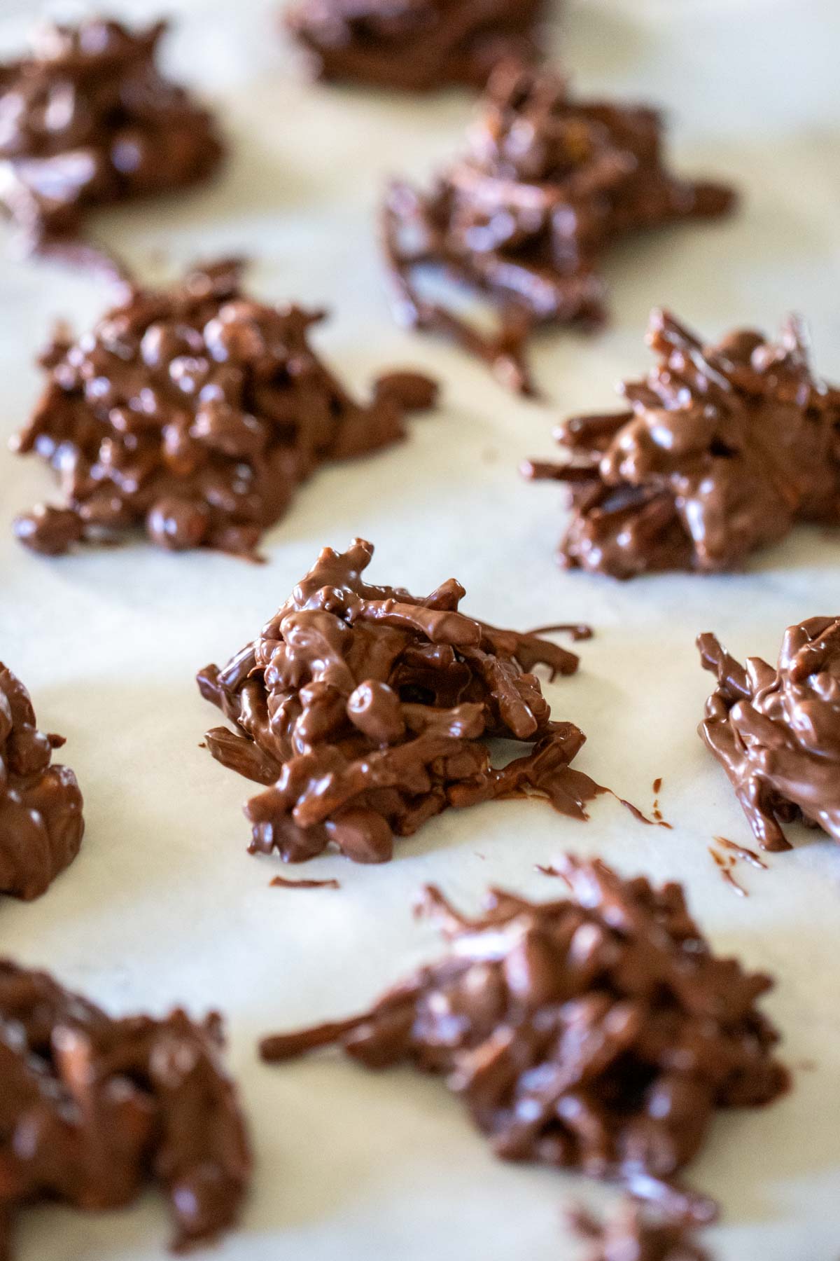 chocolate haystacks on wax paper