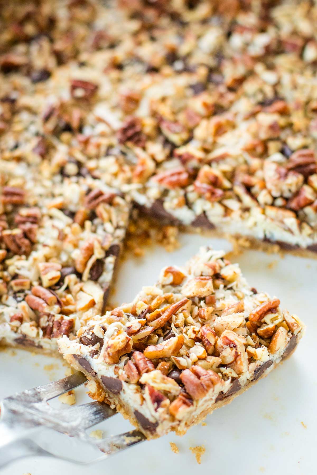 magic cookie bars in baking pan