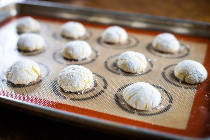 baked lemon cookies on baking sheet