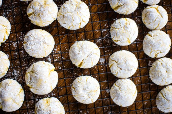 lemon cookies on cooling rack