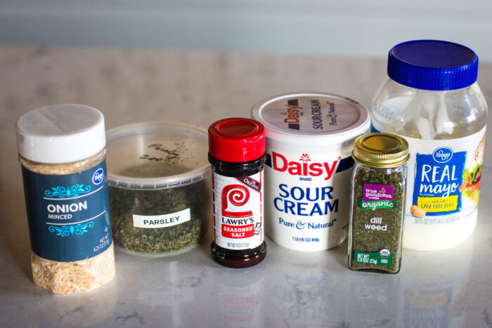 ingredients to make veggie dip