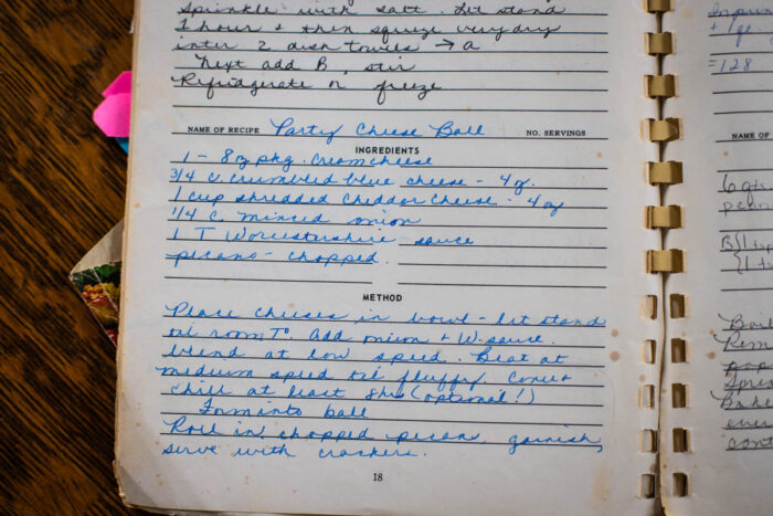 vintage cream cheese ball recipe in book