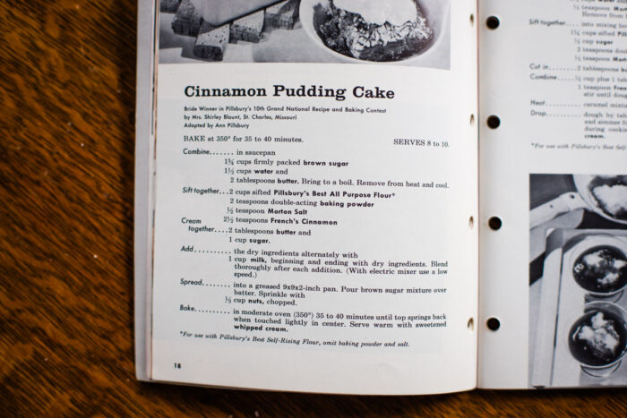 vintage Pillsbury recipe for cinnamon pudding cake