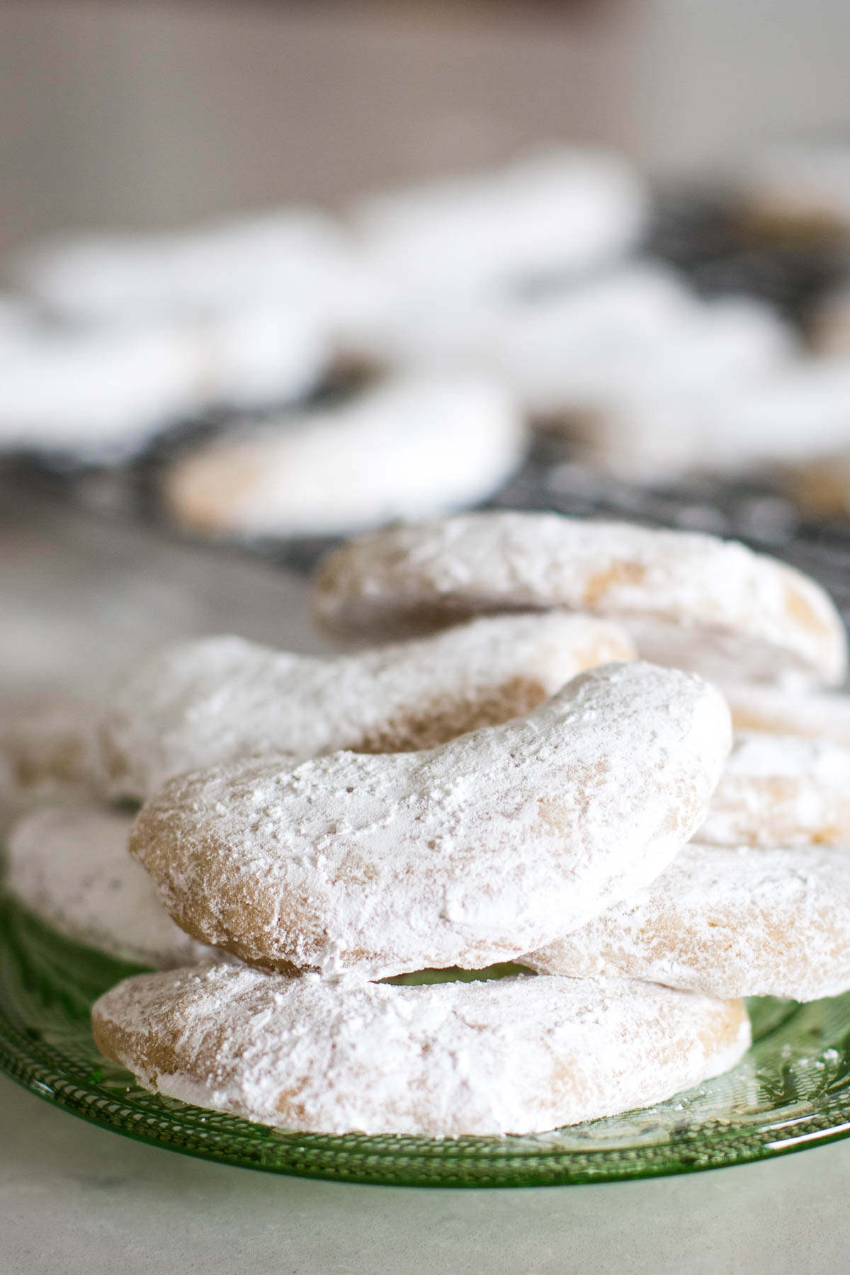 crescent cookies on dessert plate