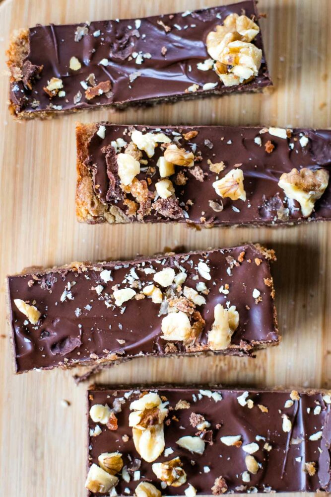 top view of date bars on board