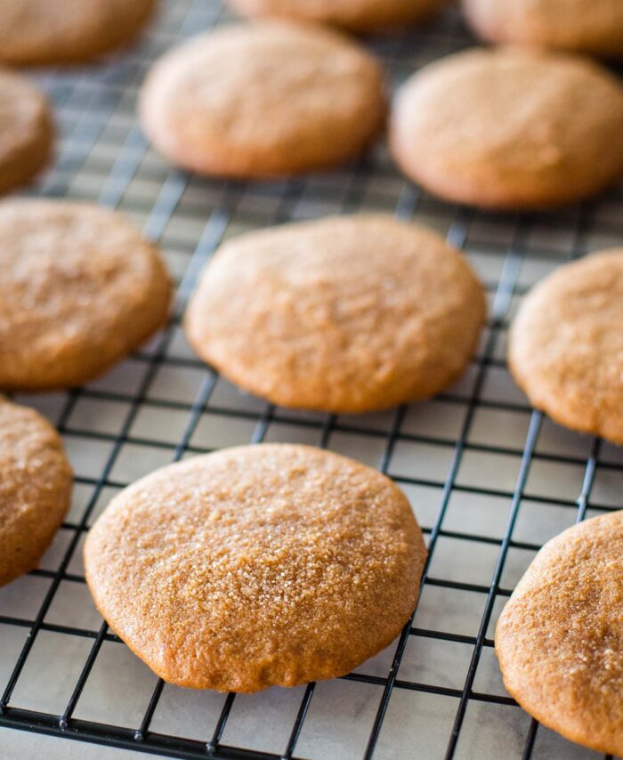 molasses cookies on cooling rack