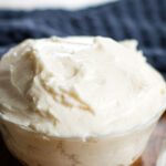 bowl of whipped buttercream frosting