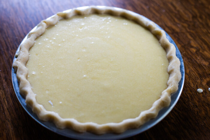 buttermilk pie filling in pie shell