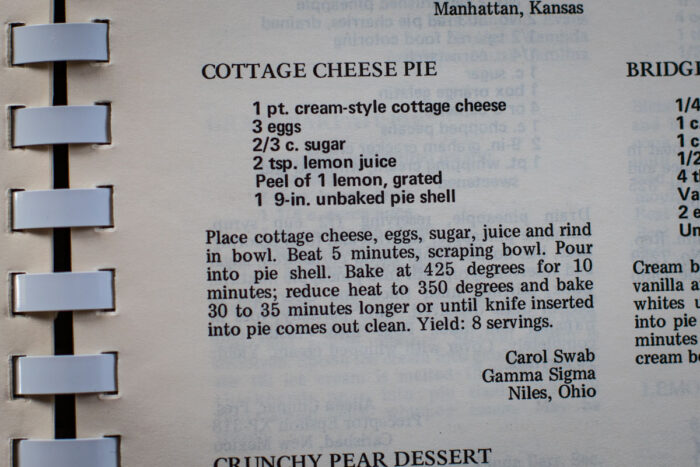 vintage recipe for cottage cheese pie