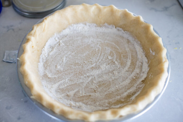 flour in pie shell before adding filling