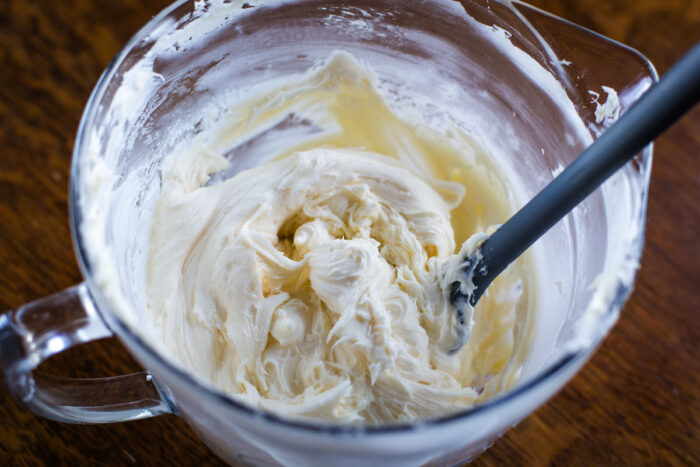 cream cheese frosting in bowl