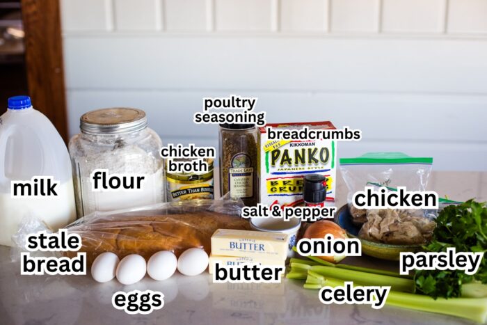 ingredients to make chicken and dressing