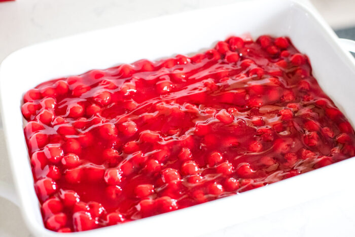 cherry pie filling in 9x13 baking dish